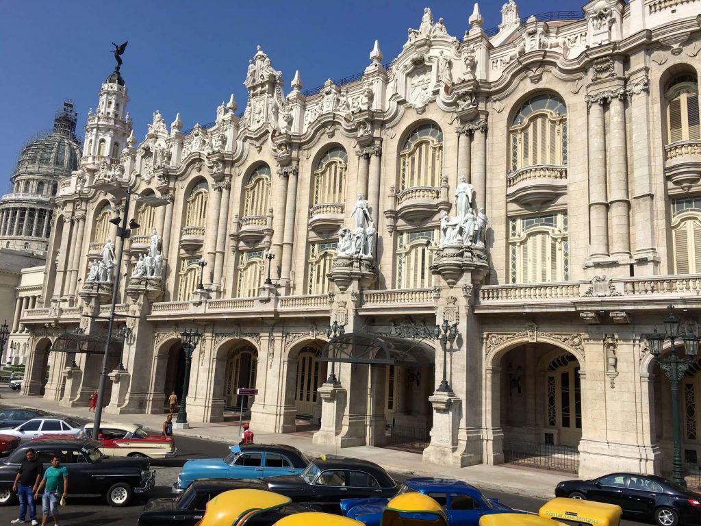 National Theatre in front of Central Park or Parque Central in Havana, Cuba