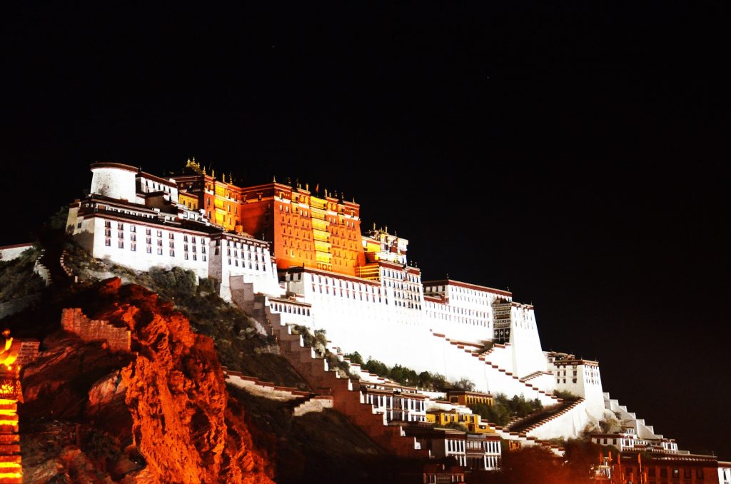 Potala Palace at night in Lhasa, Tibet