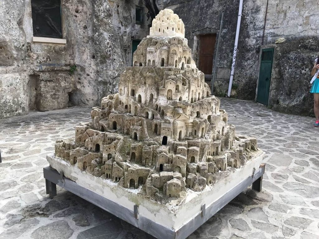 Matera sculpture of Matera Italy caves.