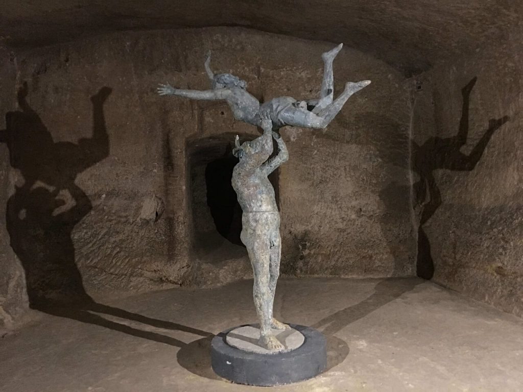 Underground sculpture in Matera Italy caves.