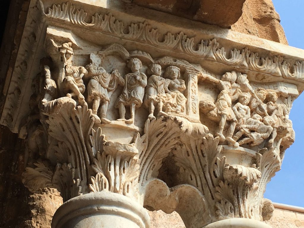 Monreale, Sicily stonework on the cloister.