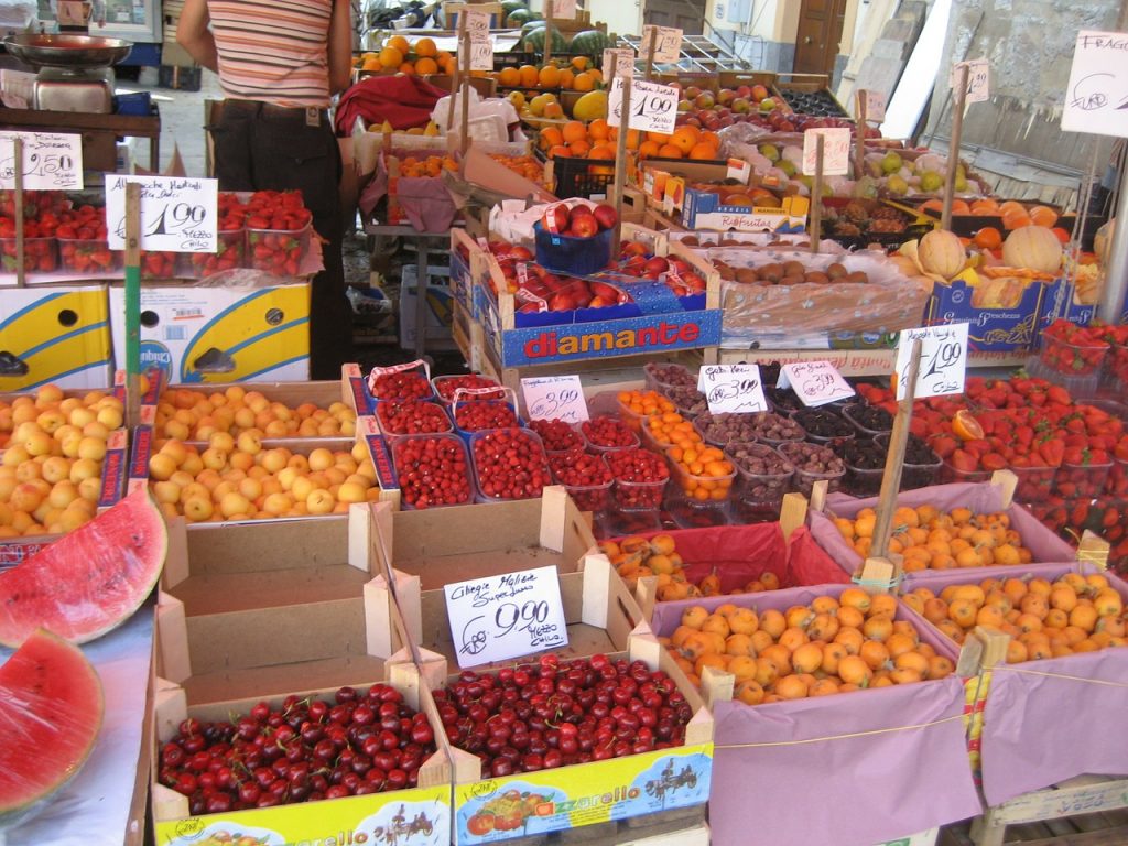 Colorful fruit markets in Palermo.