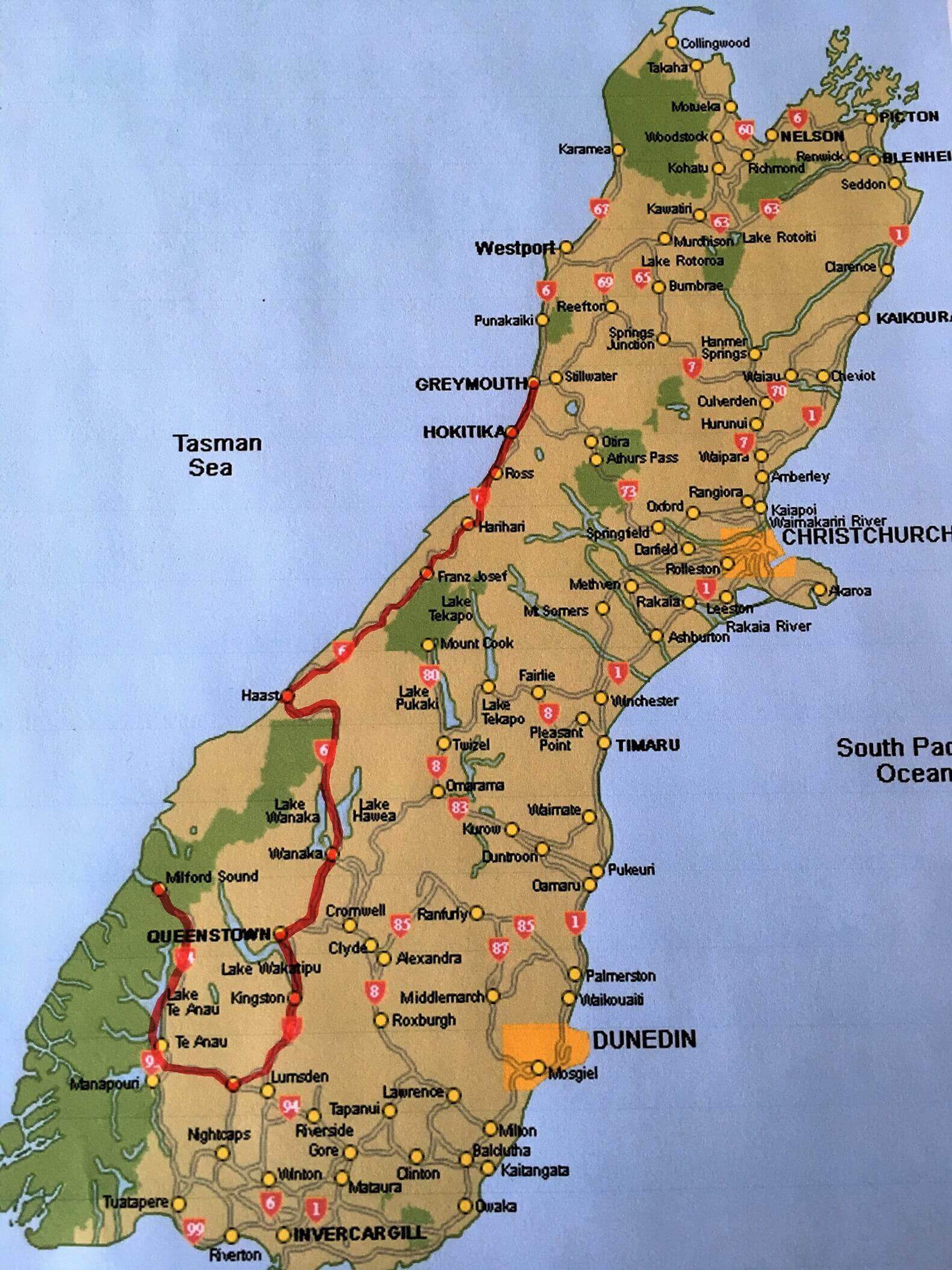 Map Of South Island A 1 2 2 