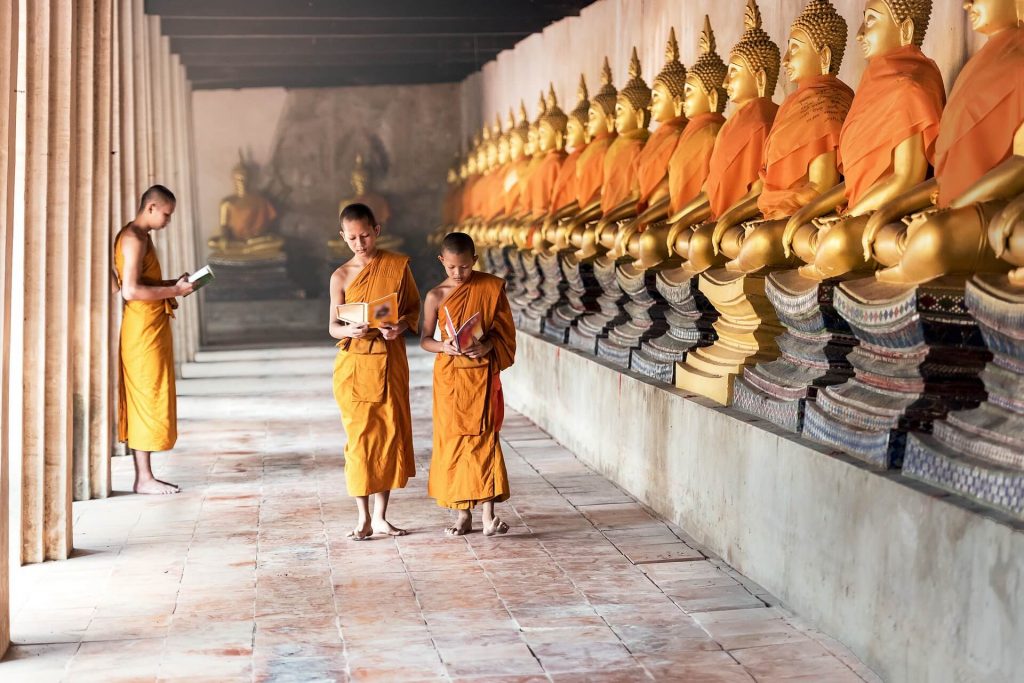 Monks learning lessons