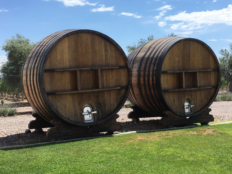 Wine barrels in the Mendoza wine region