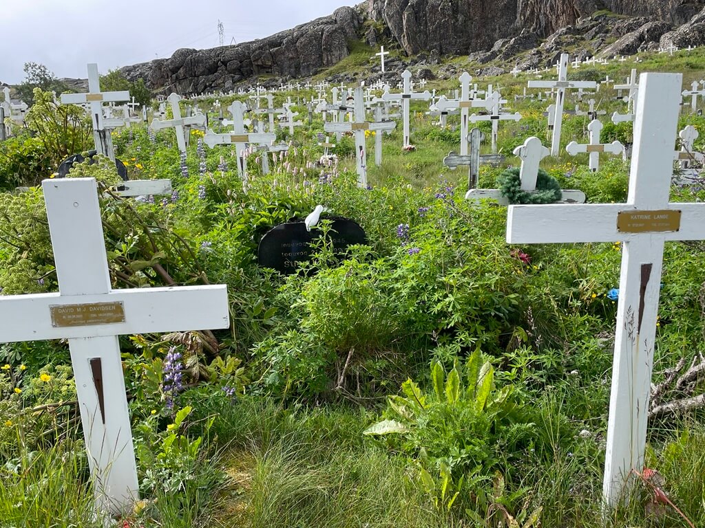 White crosses in a cemetery in Qaqortoq