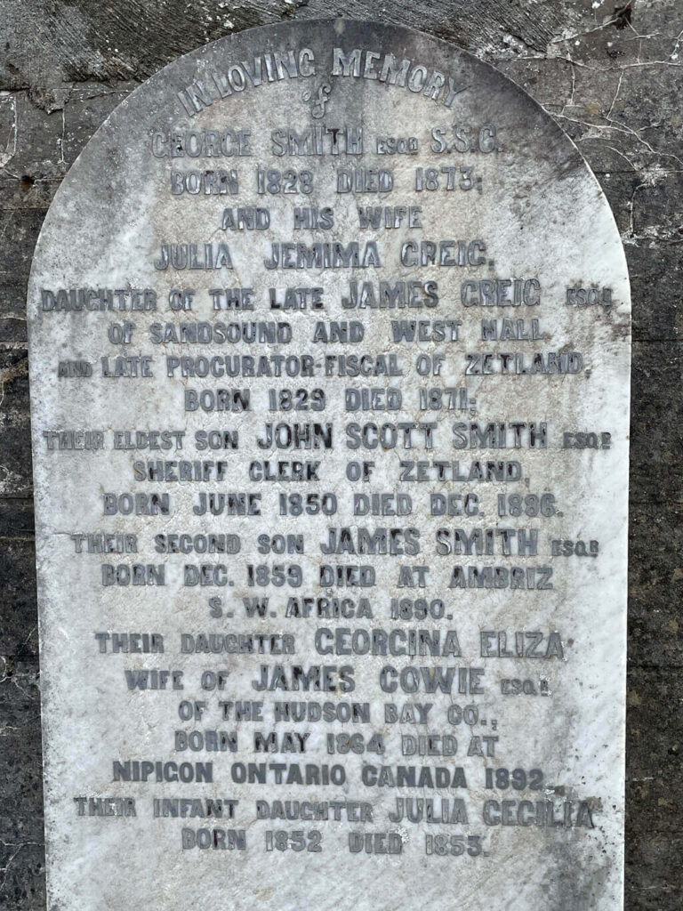 A tombstome in Lerwich cemetery