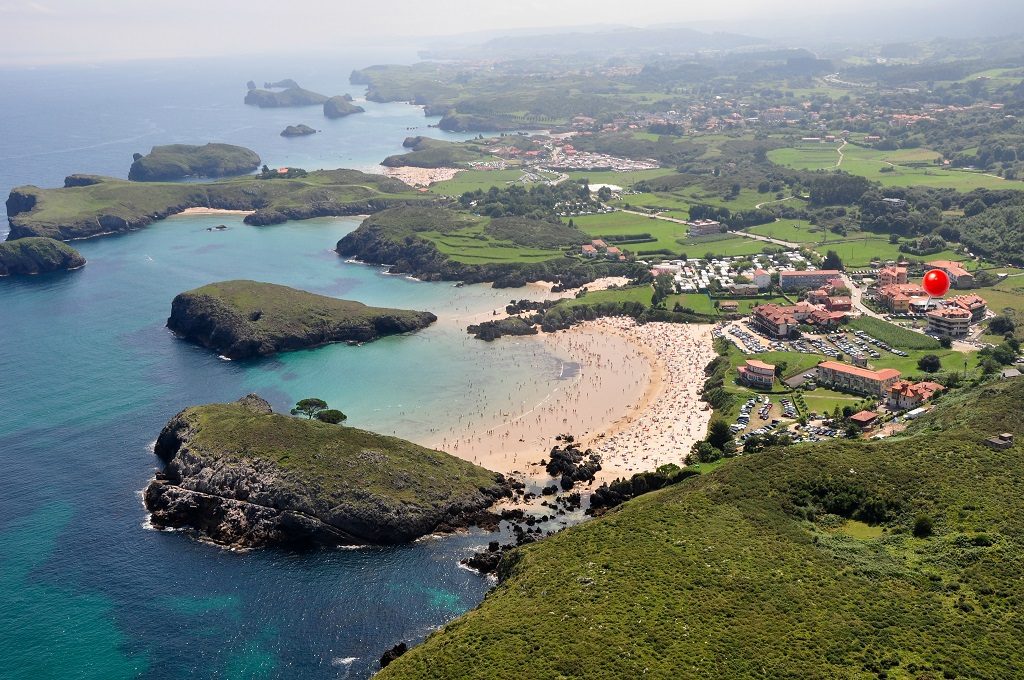 Aerial vista of Llanes, a town on the itinerary of Asturias