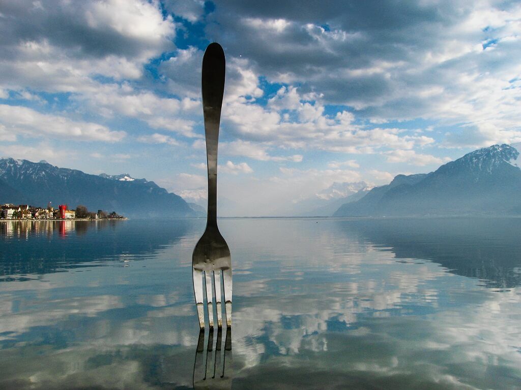 Vevey the fork in Switzerland
