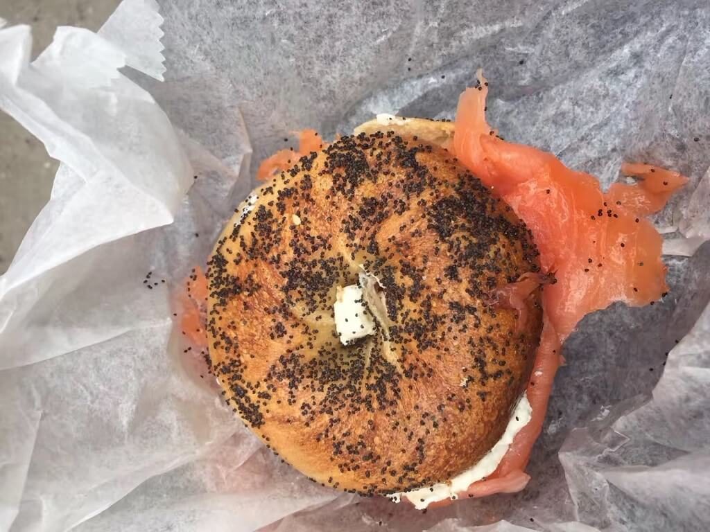 Bagel and cream cheese with lox