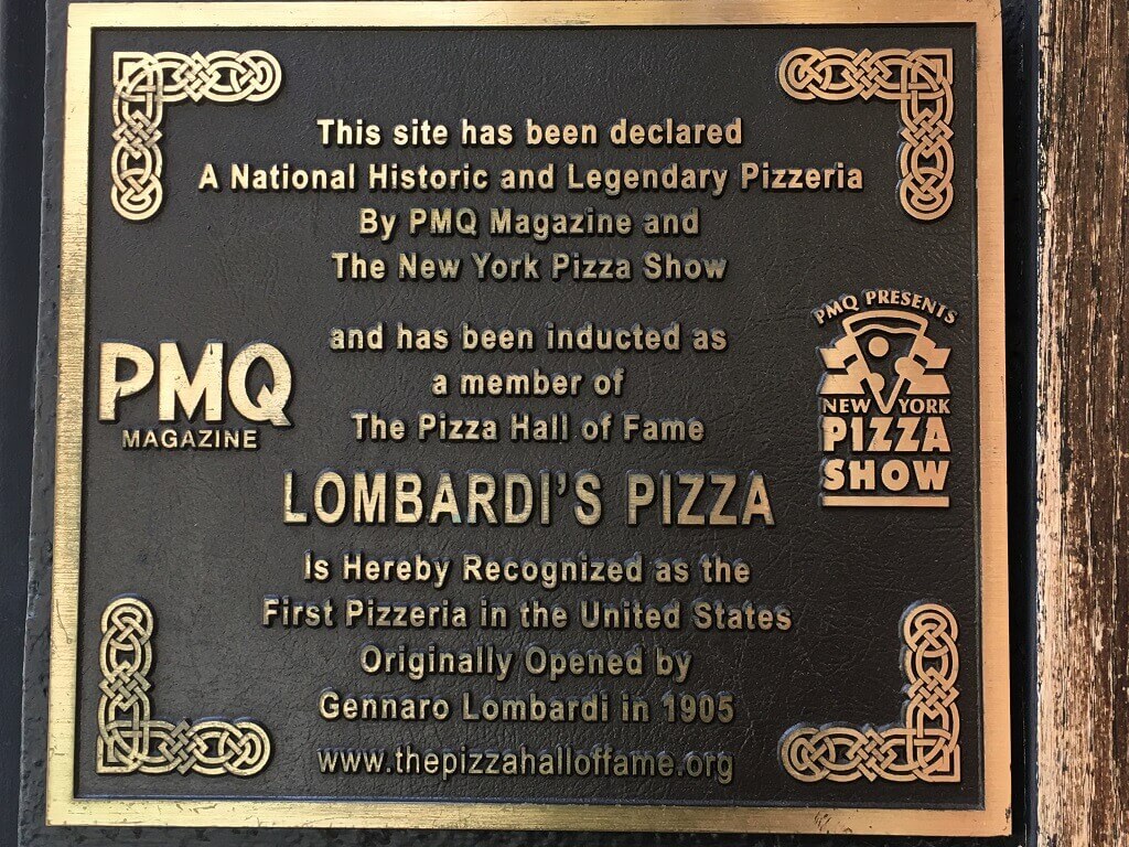 Lompardi's restaurant plaque