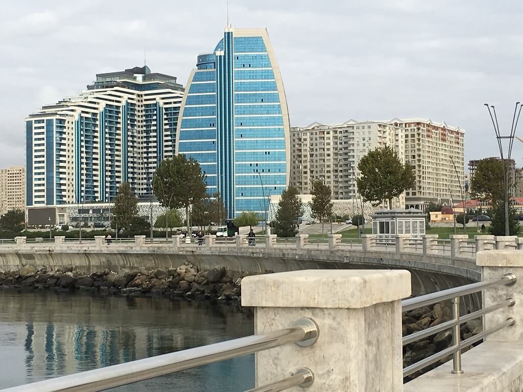 The Bulvar or seawall of Baku, one of the best places to visit in Baku