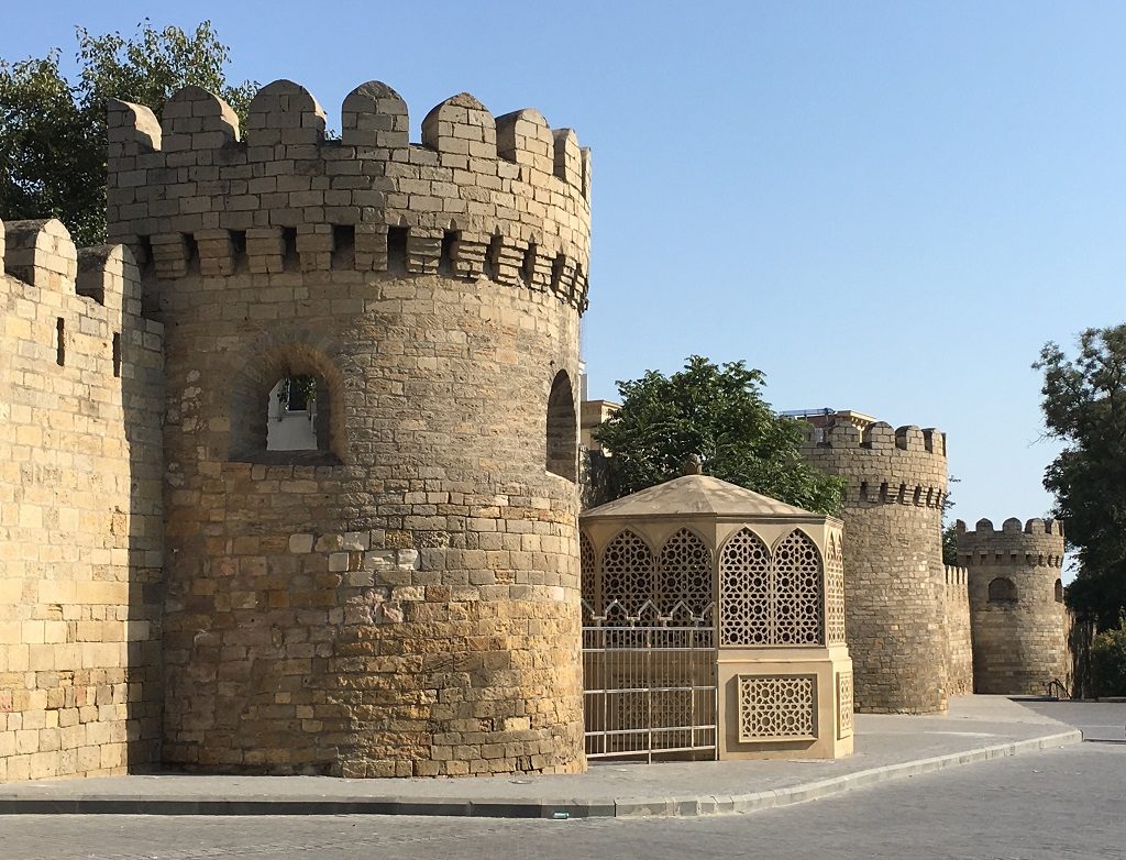 Protective wall surrounding Old Town Baku in Azerbaijan