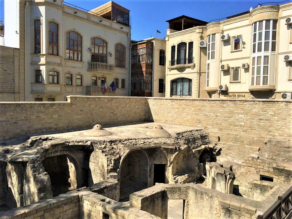 Ruins of public baths in Baku. One of the best places to visit in Baku.