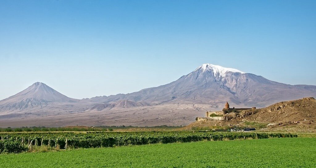 Armenian monastery and Mount Ararat in background