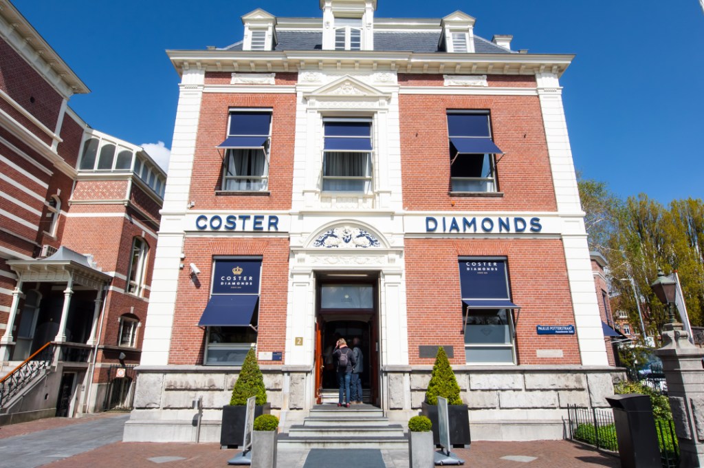 Exterior of Coster Diamonds in Amsterdam - One of the Hidden Gems in Amsterdam