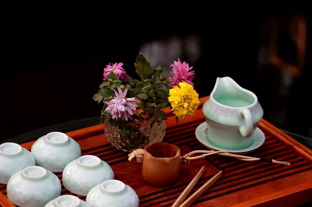 Asian tea set. Tea ceremonies can be scams