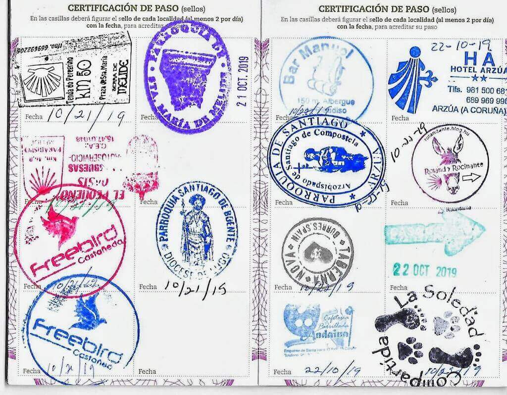 verification stamps on the Camino de Santiago