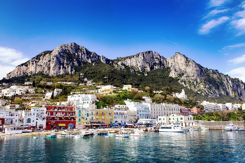 Capri coast with boats