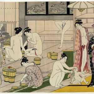 painting of Japanese women bathing