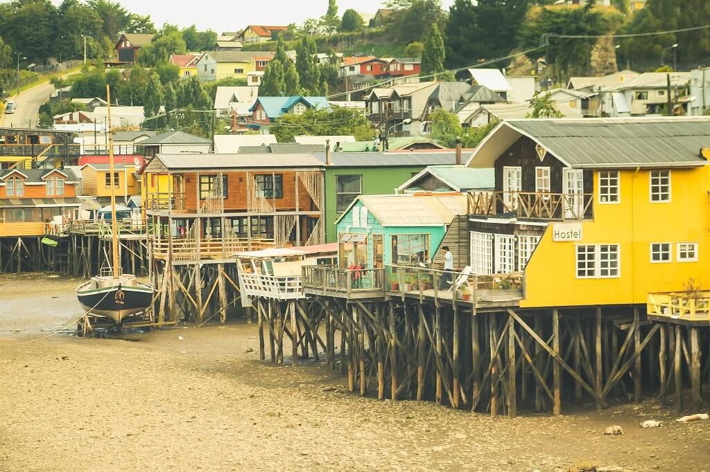 Houses on stilts in Chiloe Island, Chile