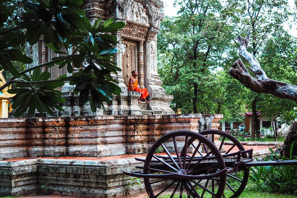 Monk in Cambodian ruins