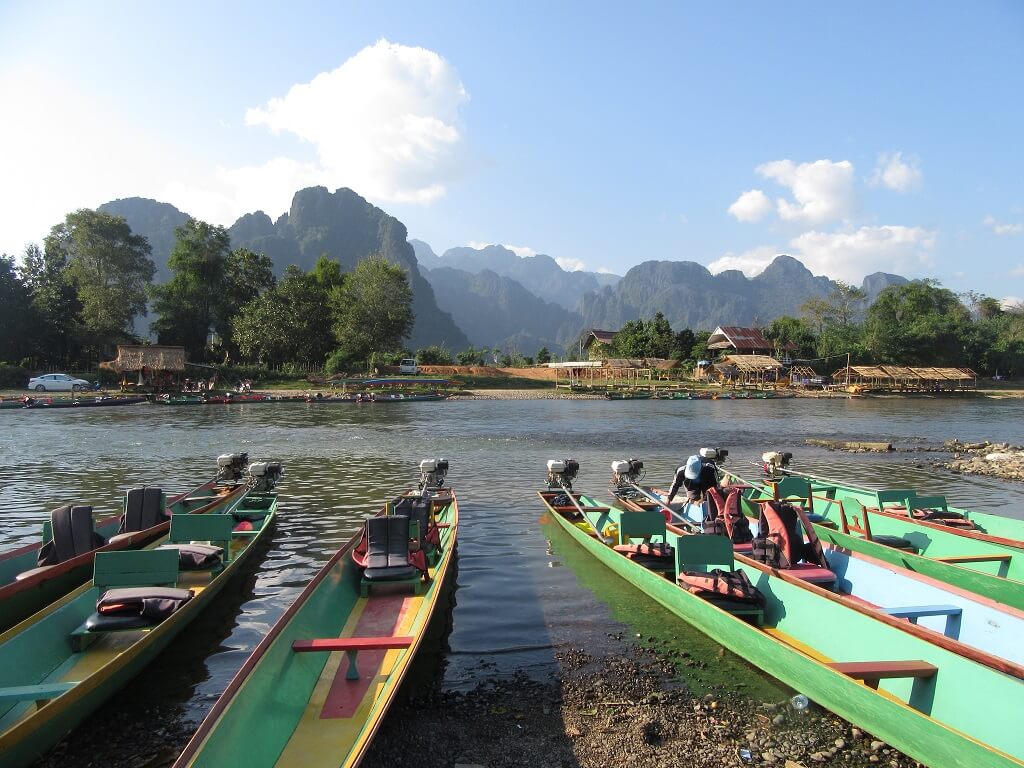 Boats in Luan Prabang in Laos