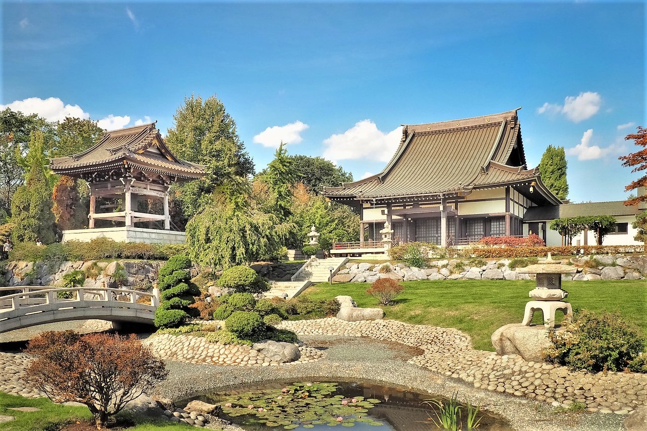 Japanese temple in a garden