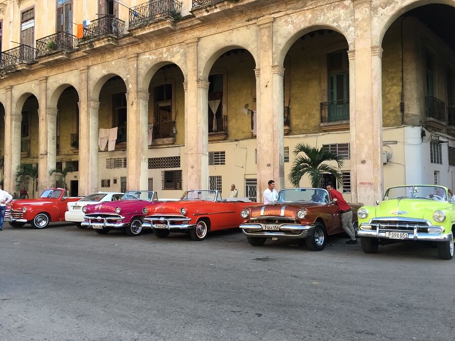 Classic cars for hire in Havana. Riding one is one of the best Havana experiences.