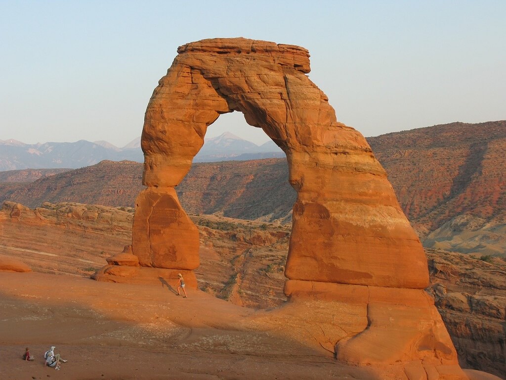 An arch from Arches National Park on a Colorado to Utah road trip