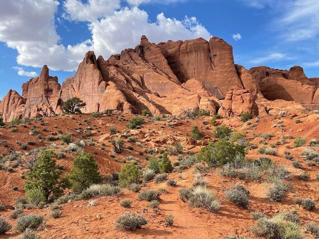 View of Arches National Park on a Utah and Colorado road trip