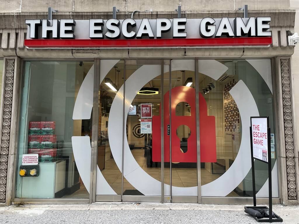 The façade of The Escape Game activity in New York City