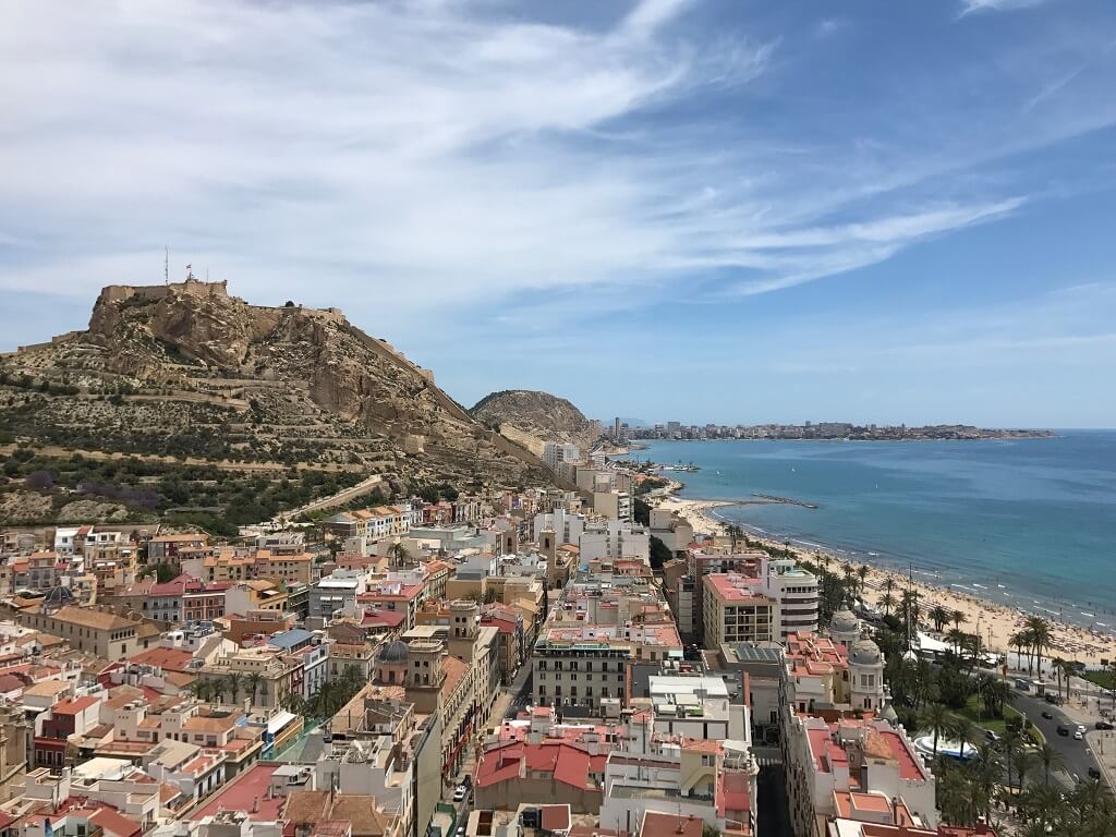 The town of Alicante by the sea in Spain