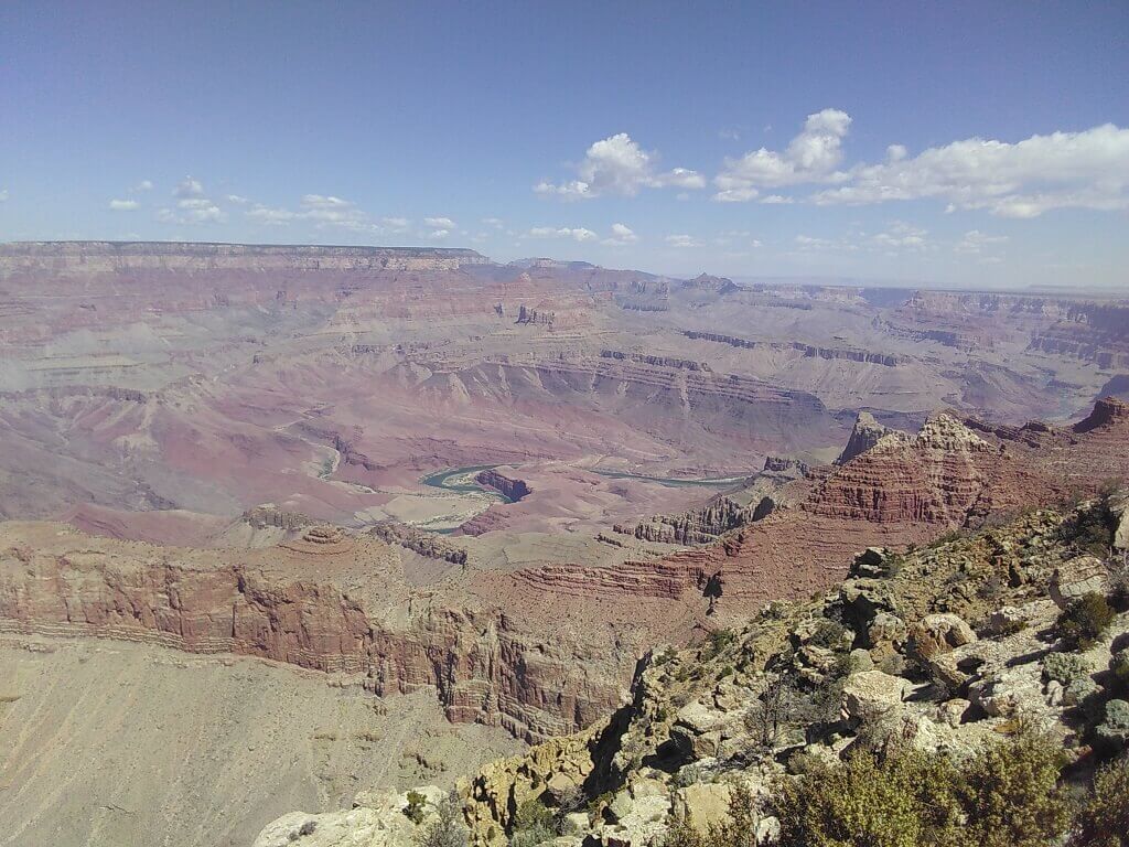 Desert view overlook with Colorado River in background