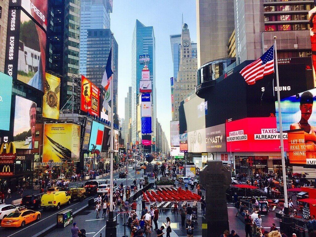 Times Square, one of the best places to stay in New York City