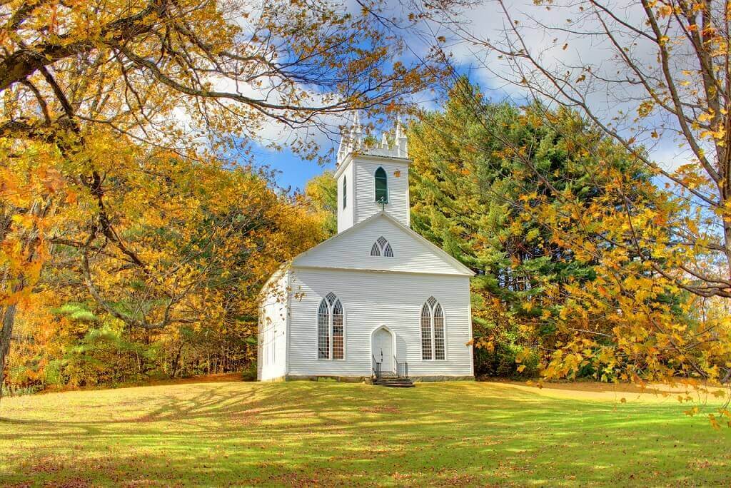 A church in the Berkshires in fall