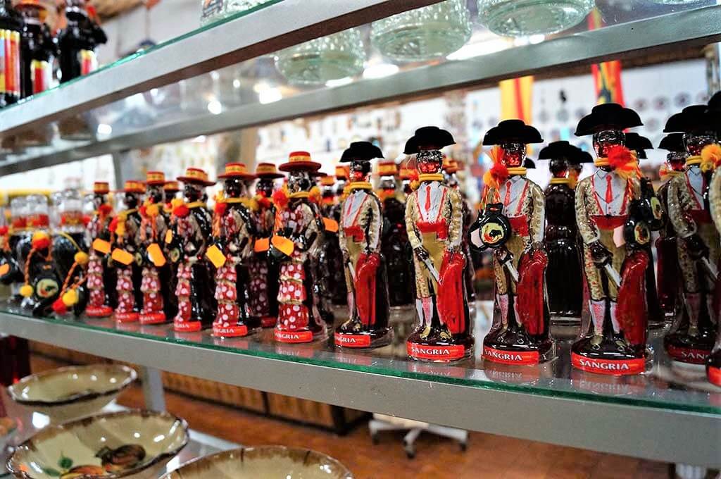 Sangria bottles in the shape of matadors in Spain