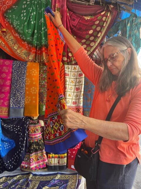 woman in textile market