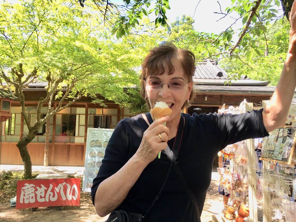 Talek eating sake ice cream, one of the fun experiences in Japan 