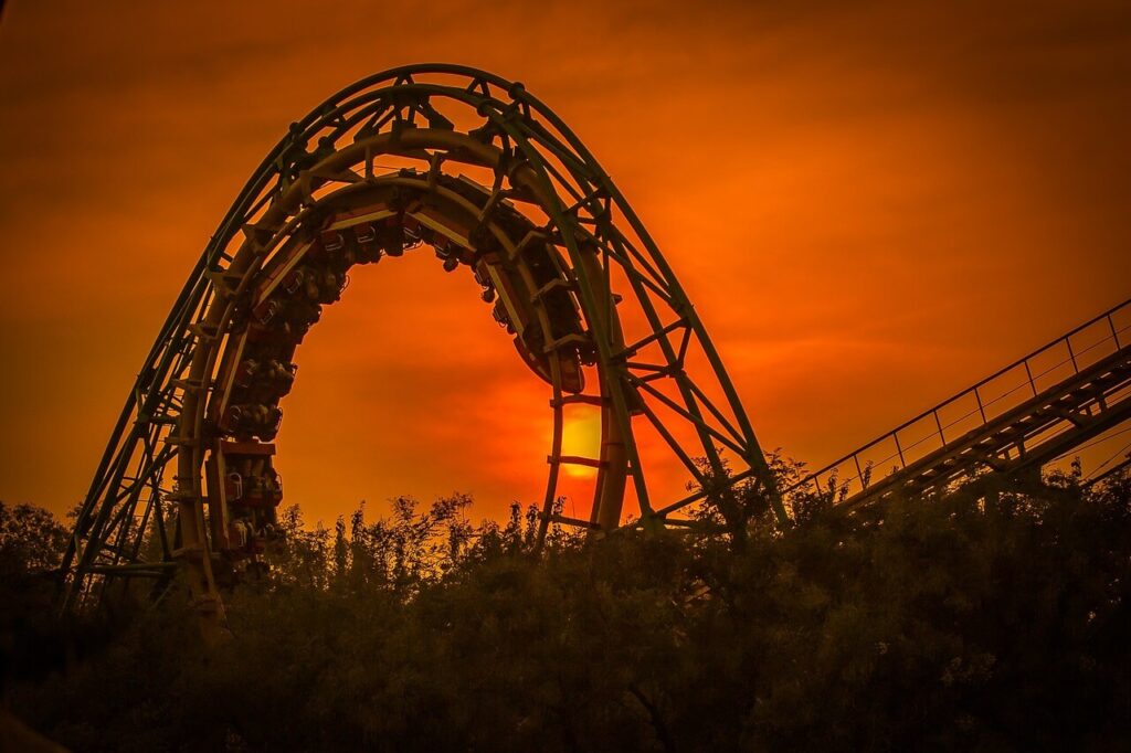 A roller coaster in Beijing's Happy Valley theme park. 