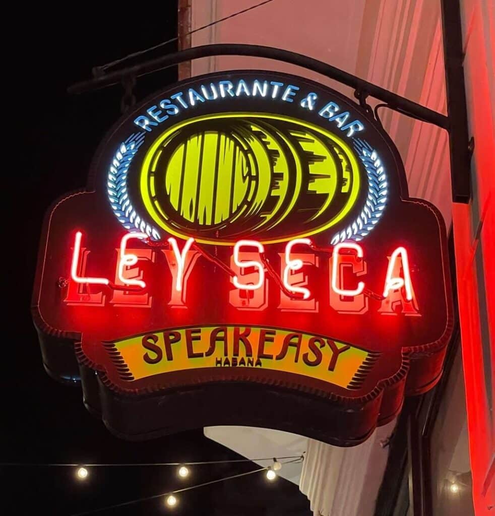 The Ley Seca street sign