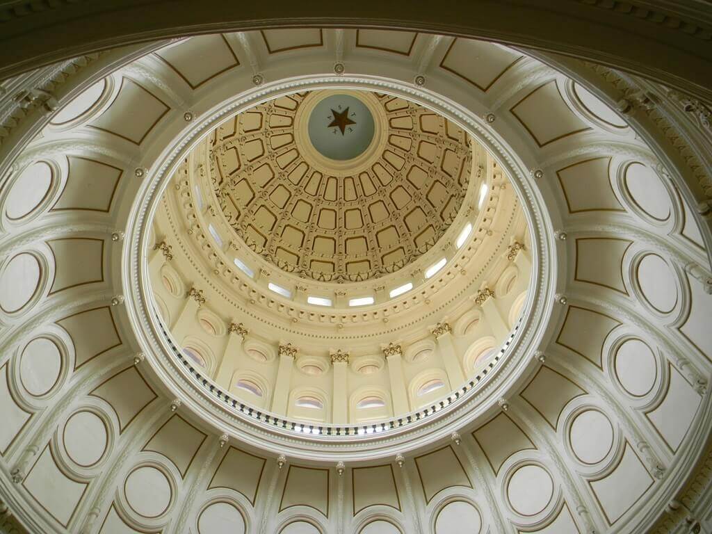 The dome of Austin's capitol building in downtown Austin, one of the best neighborhoods in Ausitn.