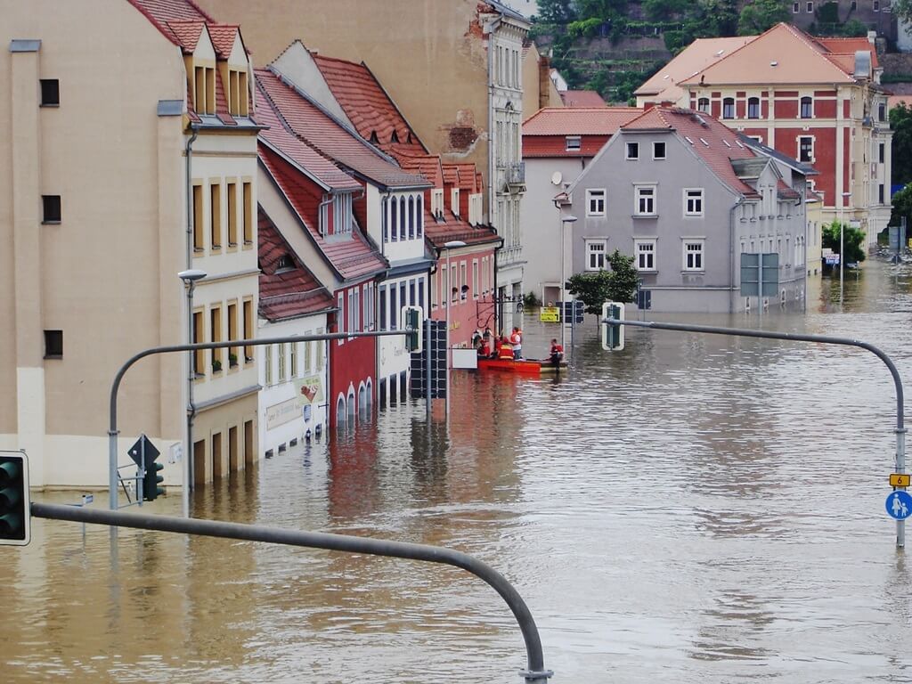 A flooded European town