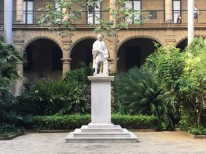 Statue of Columbus in a Havana courtyard