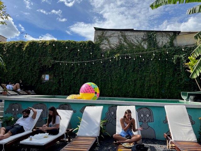 Pool in a hostel for the over 50s and others