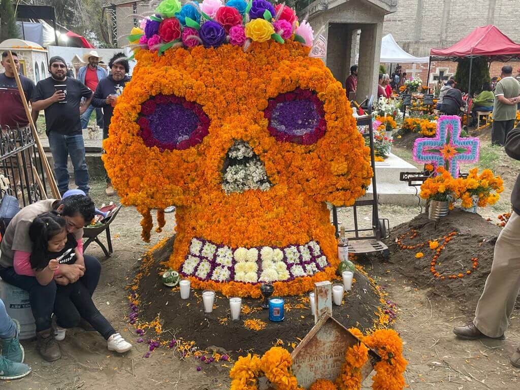 Cemetery decorations celebrating Day of the Dead in Mexico City