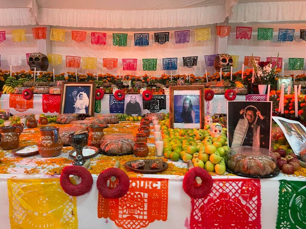 A smaller altar celebrating Day of the Dead in Mexico City