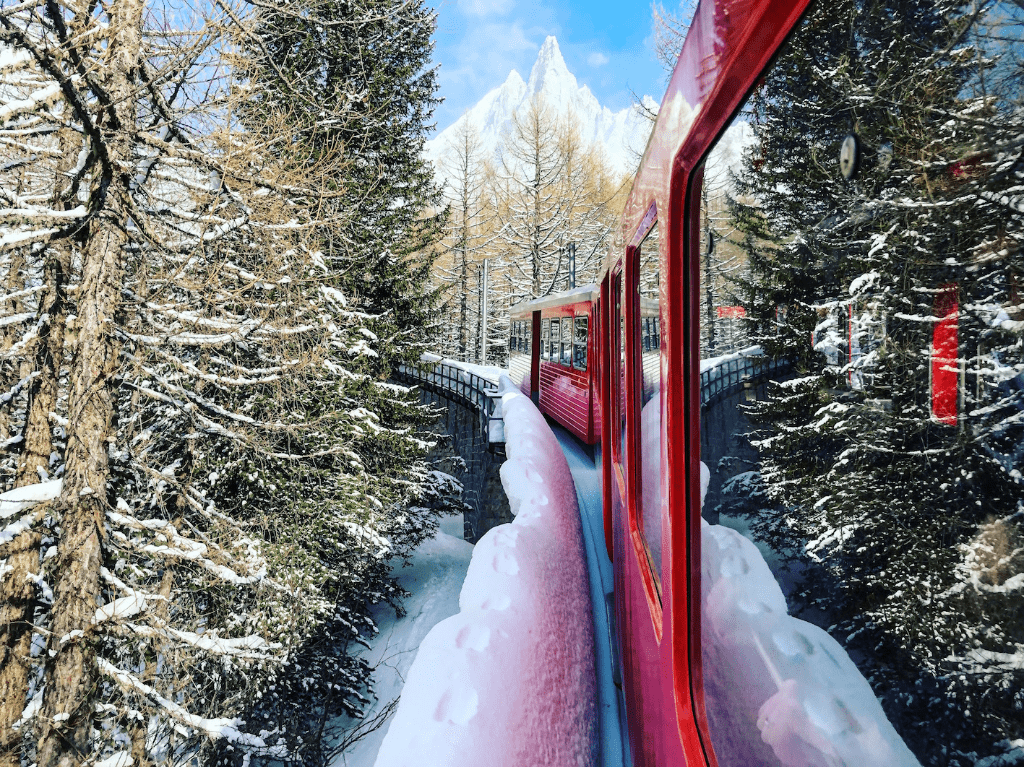 Train travel through The Alps