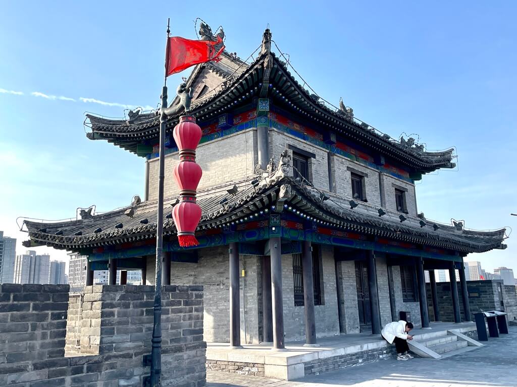 Guard tower on the Xi'an wall. One of the things to see in Xi'an