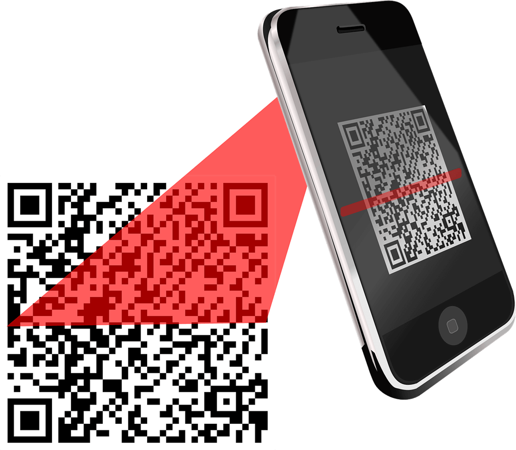 A QR code showing a phone